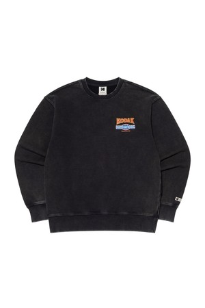 스노우 워싱 그래픽 맨투맨 BLACK