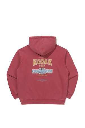 스노우 워싱 그래픽 후드 티셔츠 RED