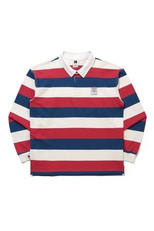 골드모먼트 스트라이프 럭비 카라 티셔츠 RED