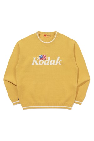 골드모먼트 로고 포인트 니트 YELLOW