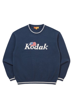 골드모먼트 로고 포인트 니트 NAVY