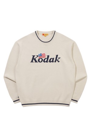 골드모먼트 로고 포인트 니트 IVORY