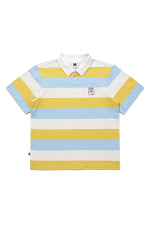 골드모먼트 스트라이프 럭비 카라 반팔 티셔츠 YELLOW