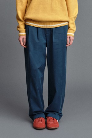 핀턱 와이드 코튼 팬츠 BLUE