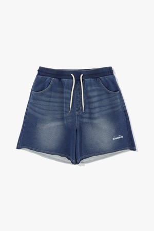 이큅 워싱 데님 3.5부 스웻 쇼츠 우먼 DENIM_BLUE-a