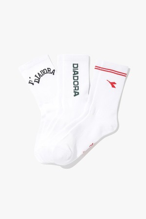 베이직 로고 크루 삭스 3PCS MULTI_WHITE-a