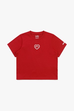 하트 그래픽 반팔 티셔츠 우먼 RED_RED-a