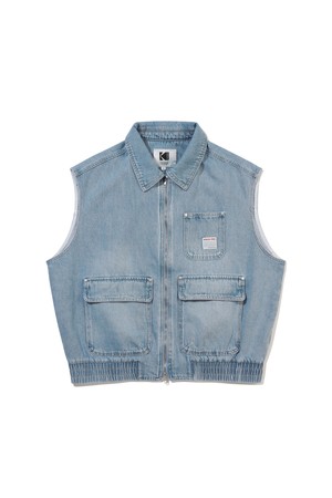 RGB 데님 카라 베스트 S.BLUE