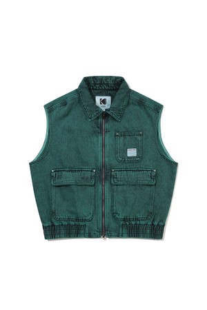 RGB 데님 카라 베스트 GREEN