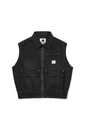 RGB 데님 카라 베스트 BLACK
