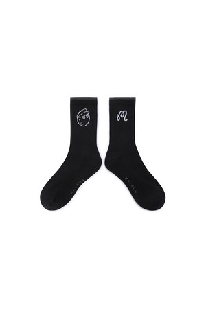 언발란스 로고 자카드 크루 삭스 BLACK_BLACK-a