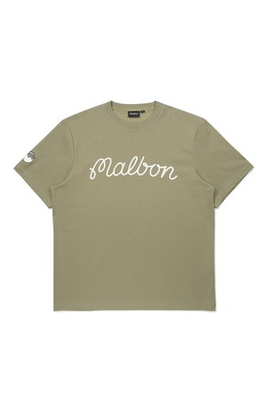 [온라인 단독] 말본 스크립트 유니 라운드 티셔츠 KHAKI_KHAKI-a