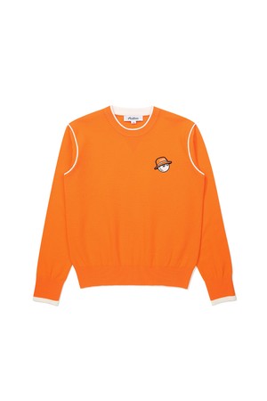 여성 더블 니트 믹스 조직 풀오버 ORANGE (WOMAN)_ORANGE-a