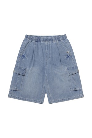 RGB 데님 버뮤다 카고 반바지 S.BLUE