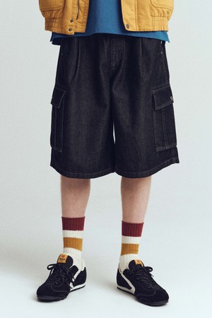 RGB 데님 버뮤다 카고 반바지 BLACK