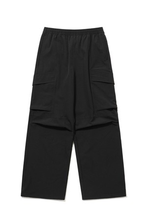 에센셜 와이드 카고 스트링 팬츠 BLACK