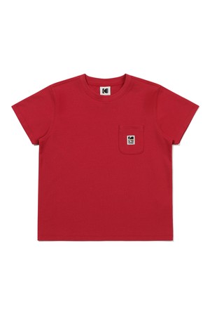 레인보우 소로나 포켓 반팔 티셔츠 우먼 RED