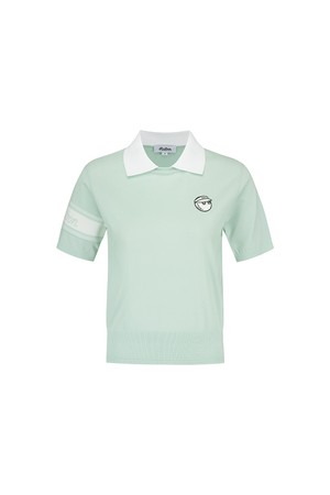 스카시 니트 반팔 폴로 스웨터 LIGHT MINT (WOMAN)_GREEN-a