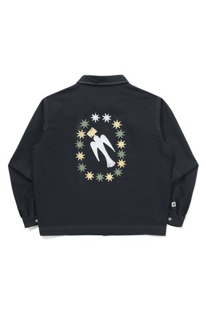 헤리티지 자수 카라 자켓 BLACK