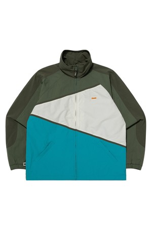 케이 컬러블럭 스탠넥 자켓 GREEN