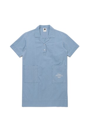 코닥컴퍼니 코튼서커 셔츠형 원피스 S.BLUE
