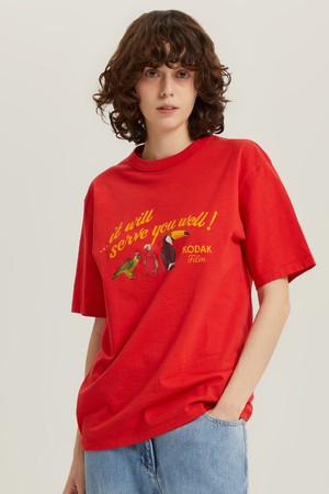 RGB 코튼 그래픽 반팔 티셔츠 RED