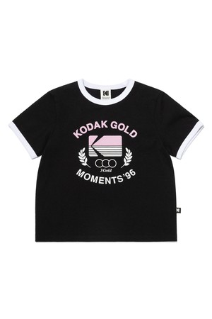 골드모먼트 코튼 그래픽 반팔 티셔츠 우먼 BLACK