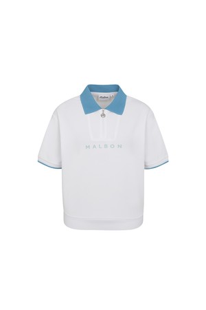 크롭 하프 집업 와플 티셔츠 WHITE (WOMAN)_WHITE-a