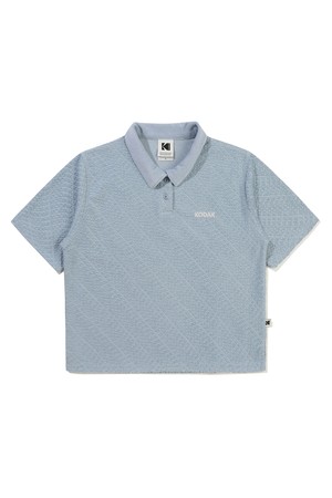 레터링 테리 카라 티셔츠 우먼 S.BLUE