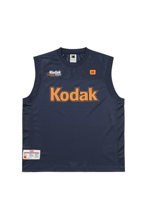 메쉬 슬리브리스 탑 NAVY