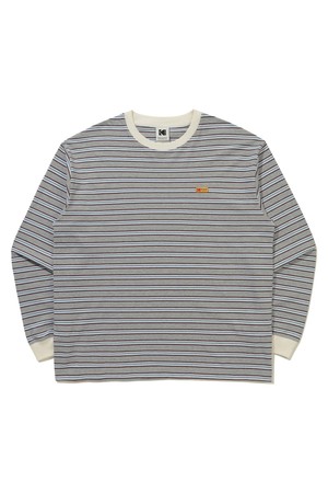 스트라이프 긴팔 티셔츠 MELANGE GREY