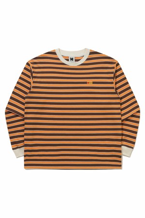 스트라이프 긴팔 티셔츠 BROWN