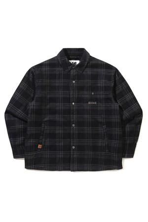브라우니 컬러블록 코듀로이 패딩 셔켓 BLACK
