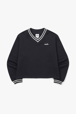 브러쉬드 코지 브이넥 맨투맨 우먼 NAVY