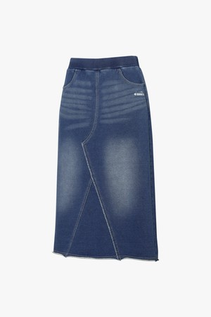 이큅 워싱 데님 스웻 롱 스커트 DENIM