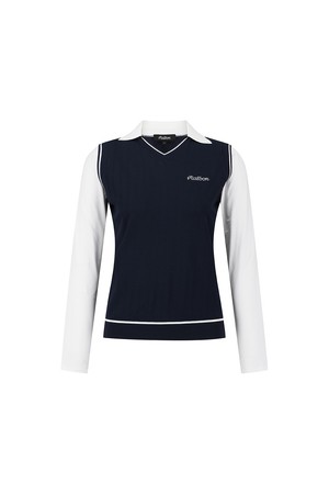 여성 냉감소매 하이브리드 니트 NAVY (WOMAN)_NAVY-a