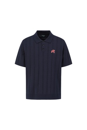 M 체인케이블패턴 캐주얼 반팔 니트 DARK NAVY (MAN)_NAVY-a