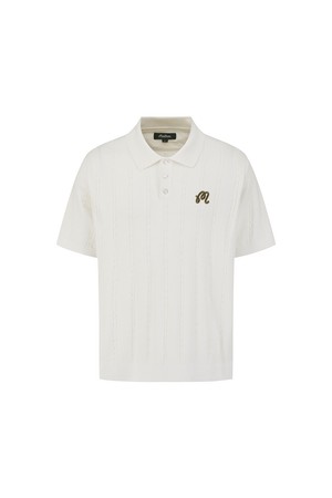 M 체인케이블패턴 캐주얼 반팔 니트 IVORY (MAN)_IVORY-a