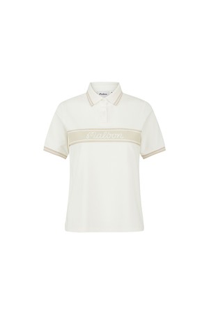 여성 컬러 블록 와플 티셔츠 CREAM (WOMAN)_IVORY-a