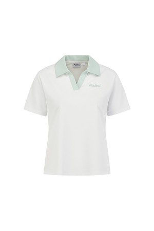 메쉬소재 컬러 카라 티셔츠 WHITE (WOMAN)_WHITE-a