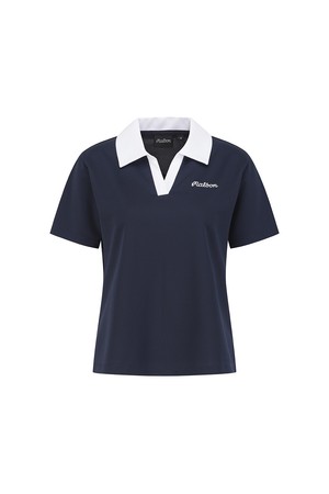메쉬소재 컬러 카라 티셔츠 NAVY (WOMAN)_NAVY-a