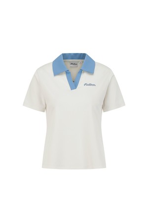 메쉬소재 컬러 카라 티셔츠 CREAM (WOMAN)_IVORY-a