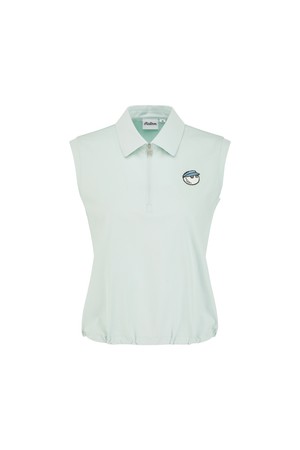 여성 하프 집업 카라 슬리브리스 탑 LIGHT MINT (WOMAN)_GREEN-a