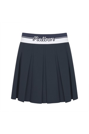 와이드 로고 밴딩 플리츠 스커트 NAVY (WOMAN)_NAVY-a