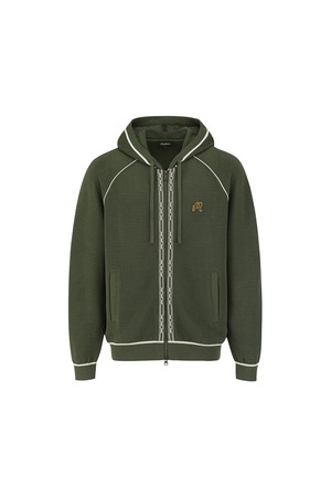 체인케이블패턴 메쉬조직 크로셰 후드집업 DARK GREEN_KHAKI-a