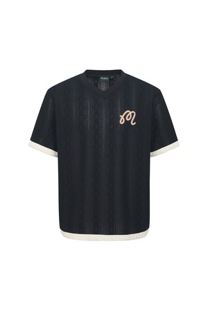 체인 케이블 조직 라운드 티셔츠 DARK NAVY_NAVY-a