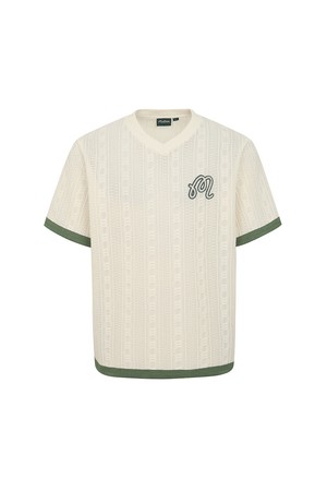 체인 케이블 조직 라운드 티셔츠 CREAM_IVORY-a