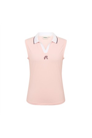 여성 시어서커 저지 슬림핏 카라 탑 PINK (WOMAN)_PINK-a
