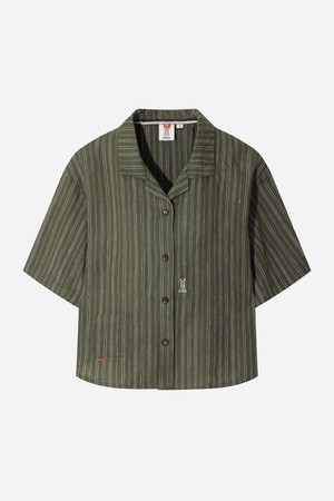 여성) 마사 스트라이프 반팔 셔츠(KHAKI)