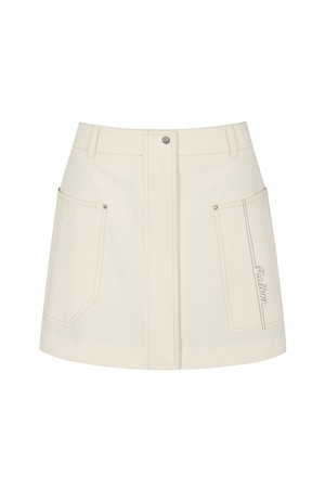 린넨 라이크 스티치 H라인 스커트 OFF WHITE (WOMAN)